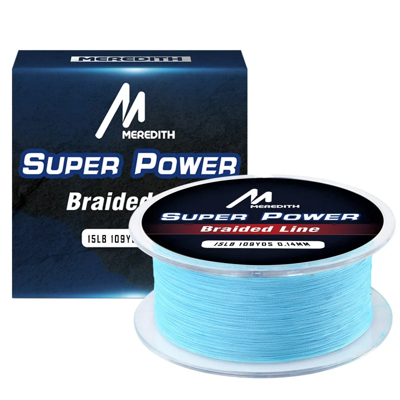 Blue Бренд MEREDITH, 100 м, ПЭ плетеная леска, 4 нити, 10, 12, 15, 20, 25, 30, 40 фунтов, многофиламентная леска - Цвет: Blue