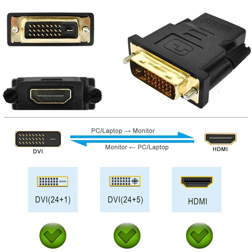 DVI D 24 + 1 к HDMI разъем адаптера с двойным соединением штекер на гнездо Кабель