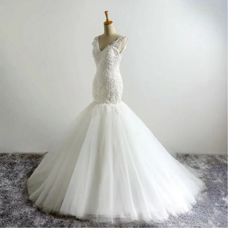 Платье русалка без рукавов с V образным вырезом и юбкой годе|custom made|trumpet wedding