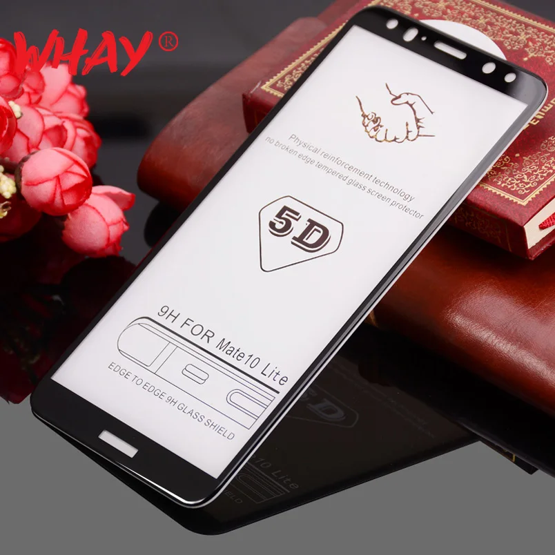 Очки WHAY для Huawei Mate10 Lite стекло 5D полное покрытие изогнутый край Защита экрана Nova 2i