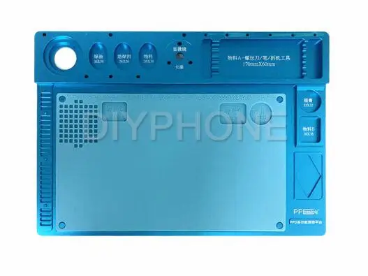Blue Высокотемпературное антистатическое многофункциональное основание из алюминиевого сплава микроскоп фиксированная база интегрированный мат ремонт телефона pcb - Цвет: Blue