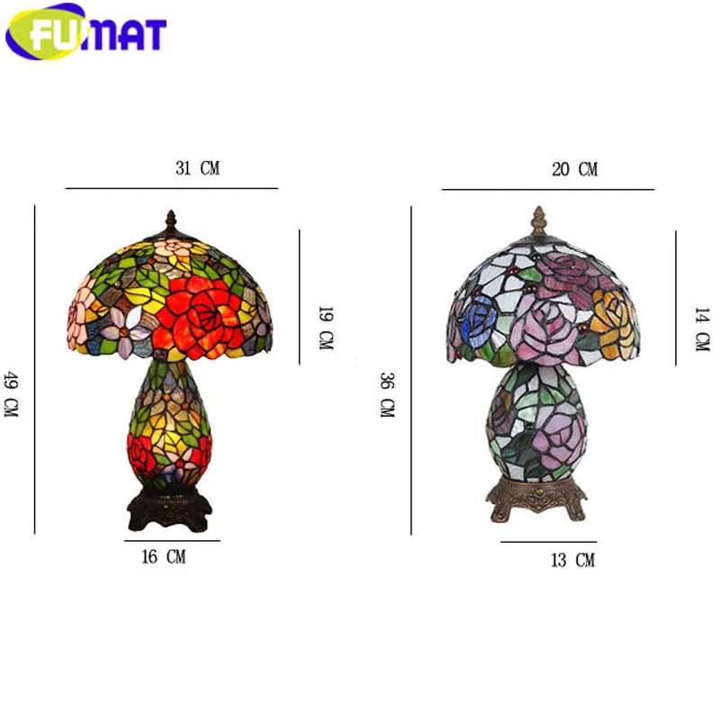 FUMAT настольные лампы Тиффани розовое витражное стекло настольная лампа