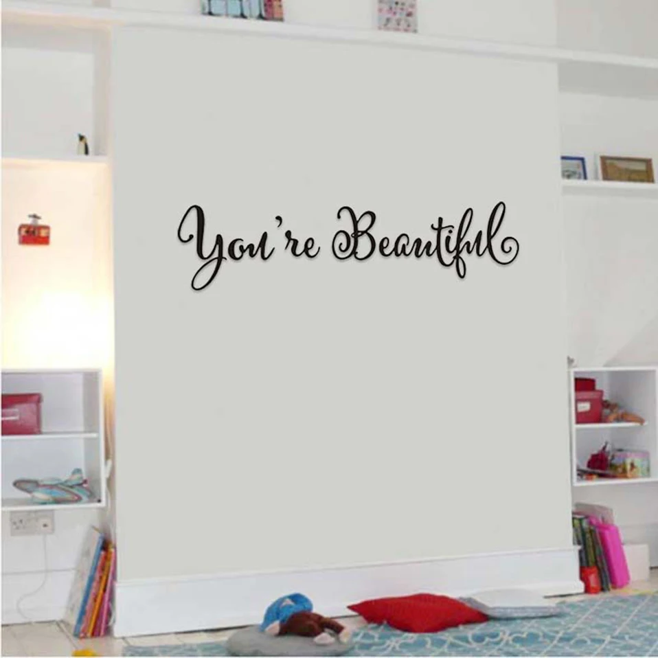 1 Набор наклеек на стену с надписью "You're Beautiful" для гостиной, резьба на стену, наклейка, зеркальный декор, домашний декор для окна