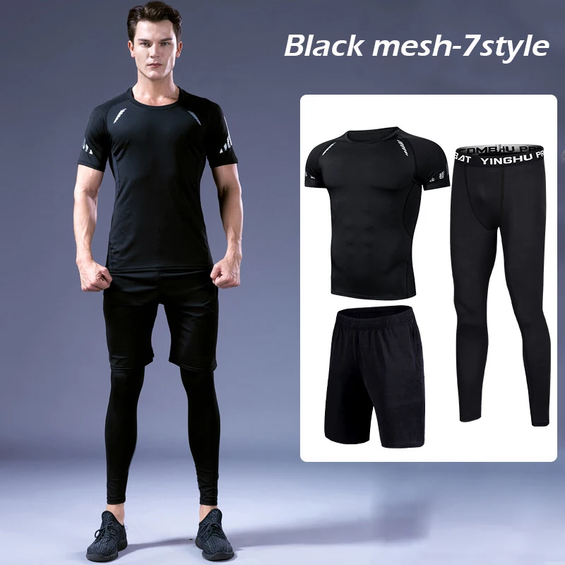 7style Мужские спортивные костюмы весна лето быстросохнущие комплекты одежды спортивный костюм для бега тренировки Спорт Фитнес спортивные костюмы наборы для бега - Цвет: 7style