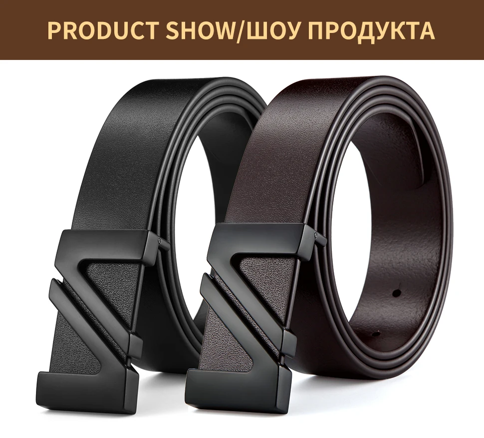 BIGDEAL fashion cow genuine leather new men fashion vintage style male belts for men pin buckle 100-130cm waist size 30-42