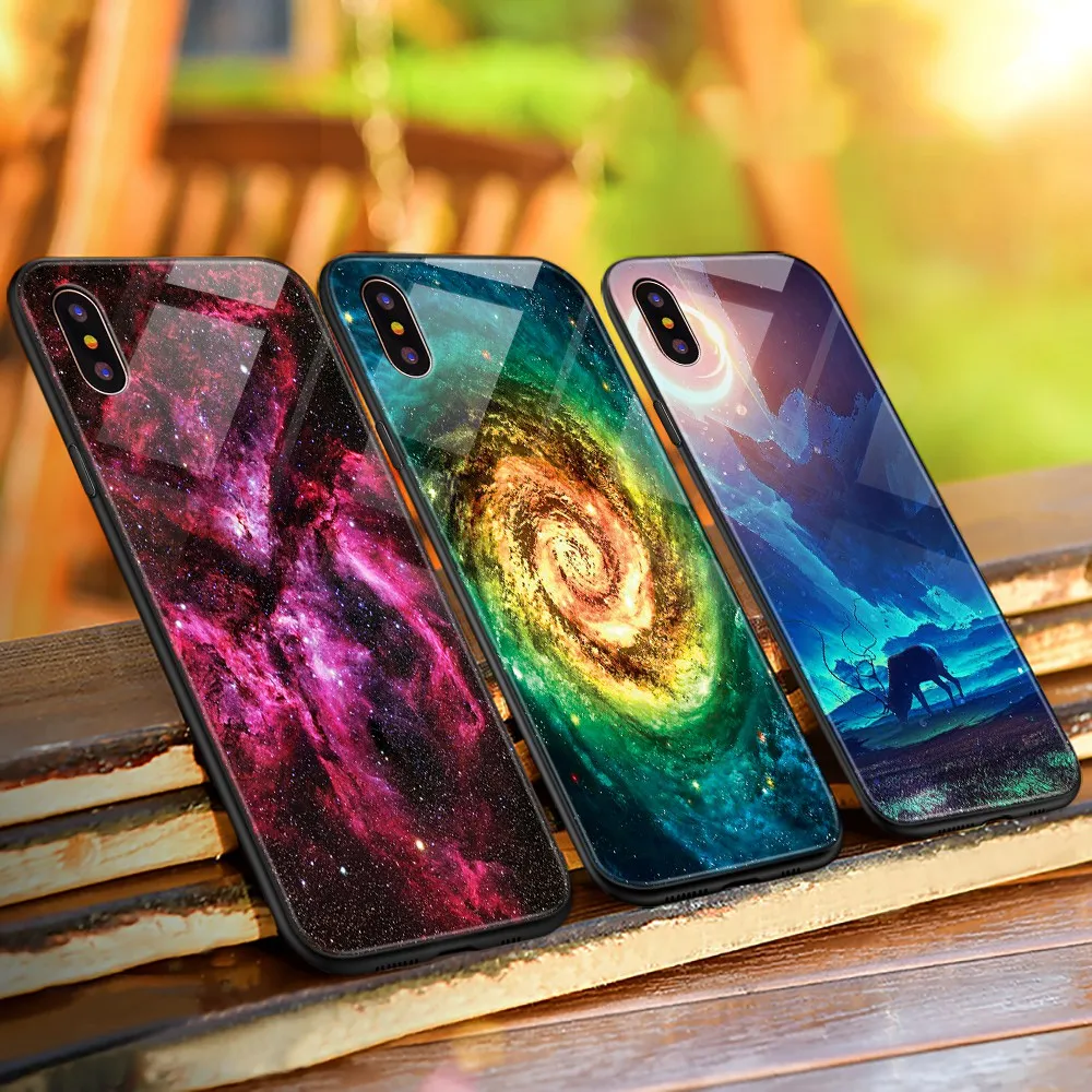 Роскошный светящийся чехол TOMKAS для iPhone X Xs Max Xr, стеклянный чехол для телефона, силиконовый чехол для iPhone 7, 8 Plus, чехол s для iPhone 6 S, 6s