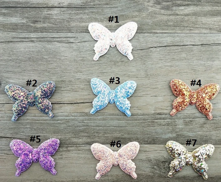 

60pc/lot 2.6" Glitter Hair Bow,Glitter bow with clips Christmas Headwear,Sequin Butterfly Bow Barrettes Girls Hair Accessories
