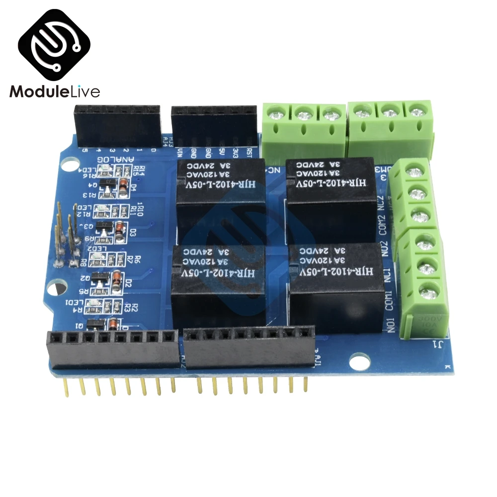 Релейный экран 5 В 4 канальный модуль для управления сигналом Arduino плата