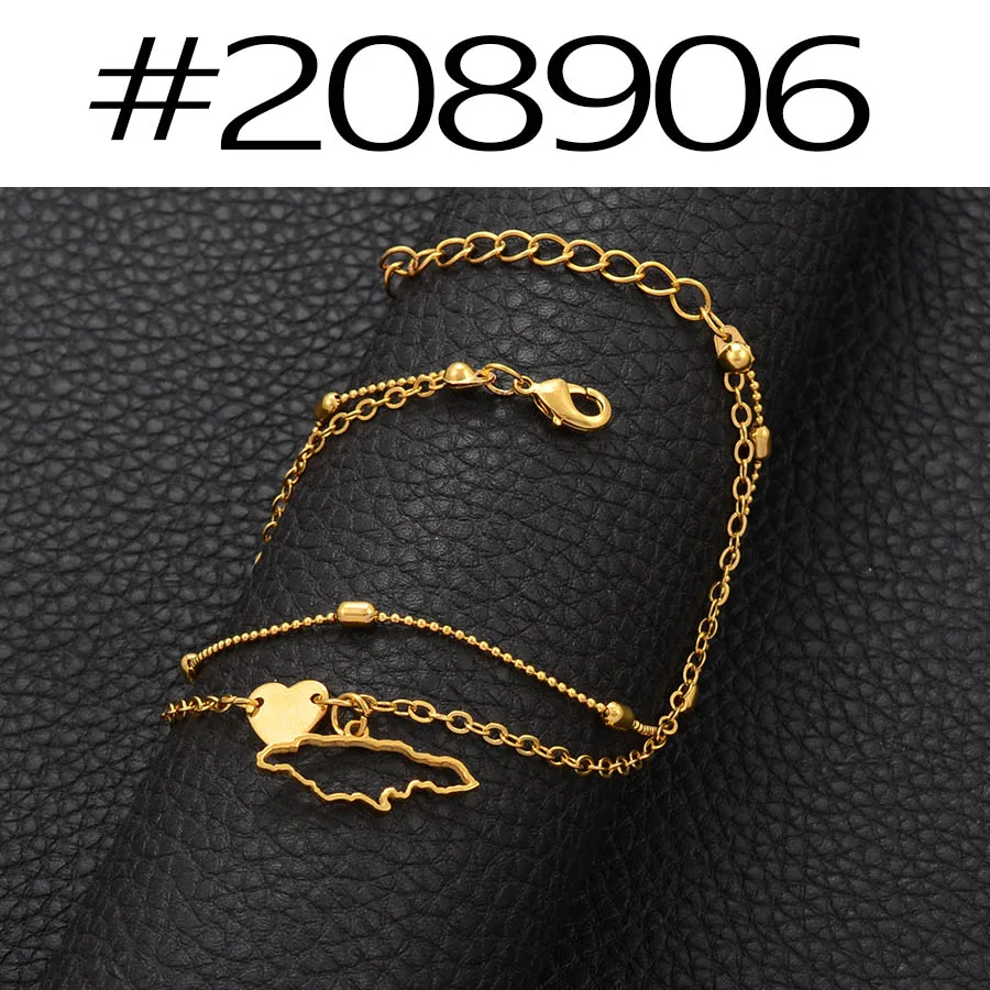 208906 Anniyo(одна штука) 25 см+ 5 см РАСШИРИТЕЛЬ ЦЕПИ/ямайская карта ножной браслет для женщин девочек золотой цвет ямайская Ювелирная ножная цепочка#209106 - Окраска металла: 208906