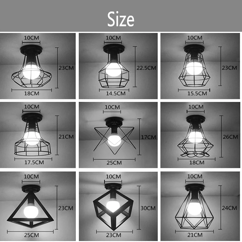 

Vintage Ceiling Lights Lustre Luminaria Led Ceiling Lamp Loft Iron Cage Fixtures Abajur Home Lighting Plafonnier For Living Room