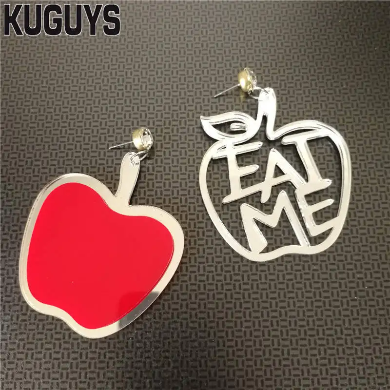 KUGUYS модные ювелирные изделия Oorbellen Red Apple серьги для женщин трендовые буквы EAT ME
