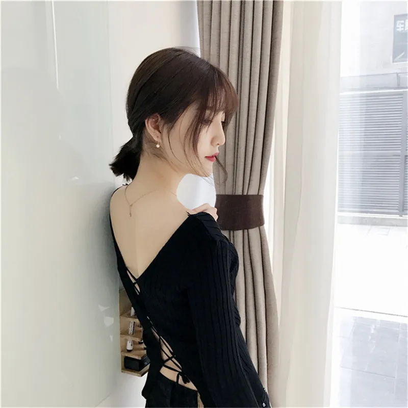 2017 Hot Spring Твердые тонкие трикотажные Свитера Женщин сексуальный пуловер женщин