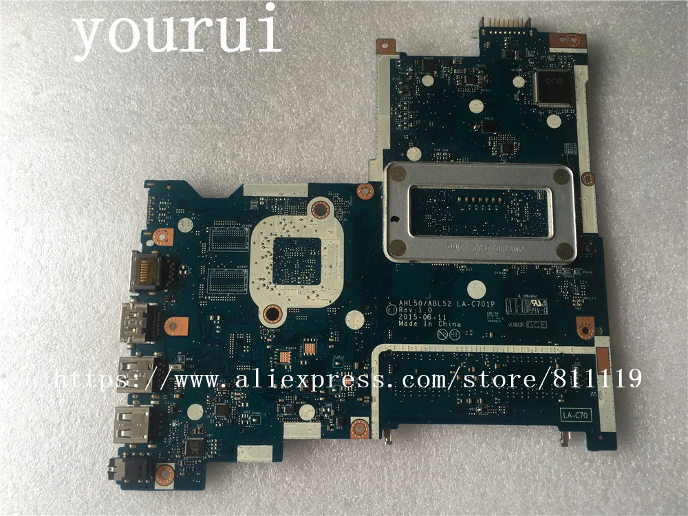 Yourui для материнская плата HP 15-AC 828179-001 828179-601 AHL50/AHL52 LA-C701P с i3-5005u Процессор полностью
