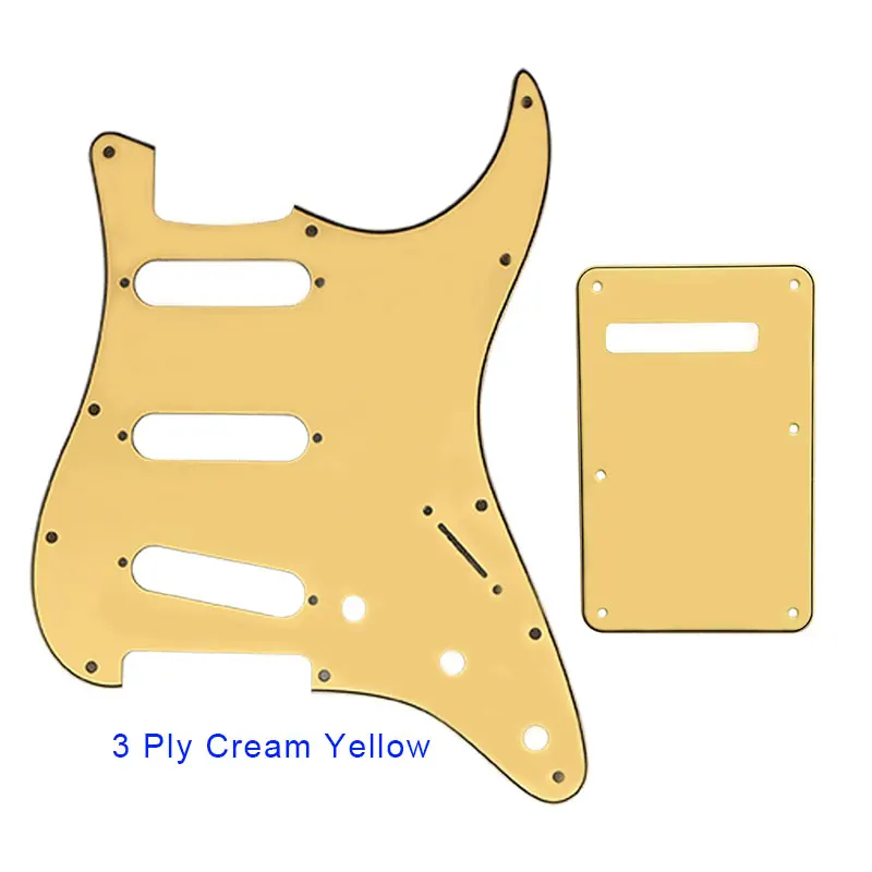 3 ply cream yellow Pleroo 11 винт гитара отверстия накладку с задней пластины костюм для США/Мексика Fender Stratocaster Стандартный SSS ST царапинам - Цвет: 3 ply cream yellow