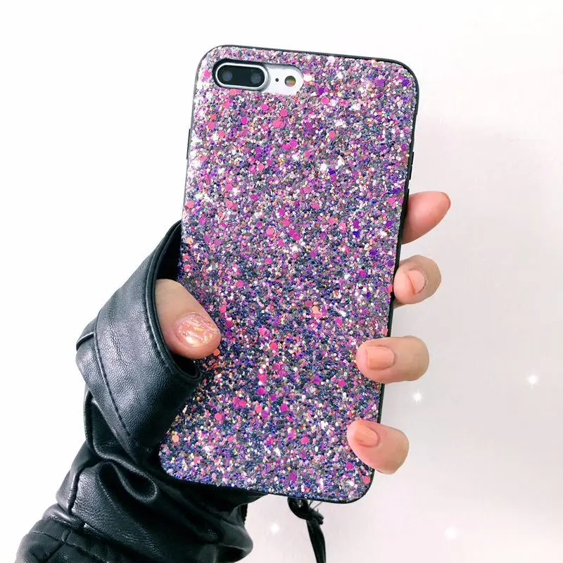 Роскошный блеск чехлы для IPhone 6S 8 плюс TPU Звездное Bling чехол телефона Капа Fundas X XR XS
