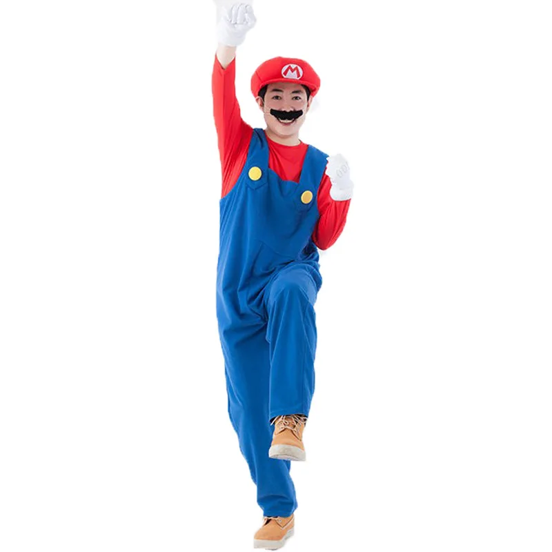 Halloween Cosplay Super Mario Bros Costume For Kids And Adults Funny Party Wear Cute Plumber Mario Luigi Set Clothes