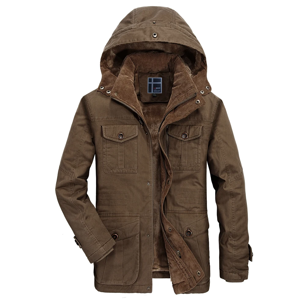 Парка LKBEST Мужская зимняя утепленная ветрозащитная из хлопка с капюшоном большие