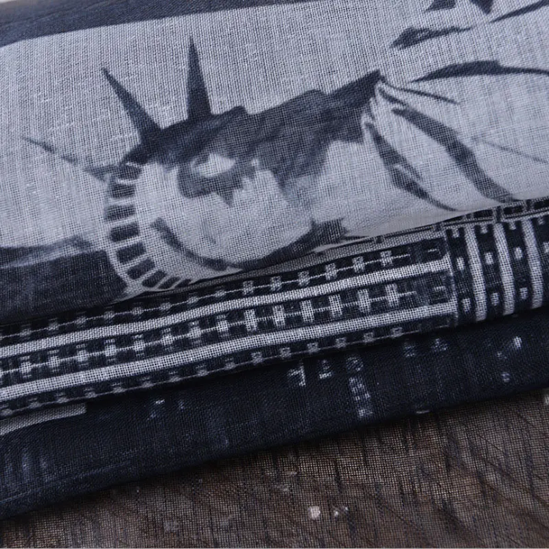 Американский Нью-Йорк Бесплатная богиня занавеска с принтом марля из конопли для