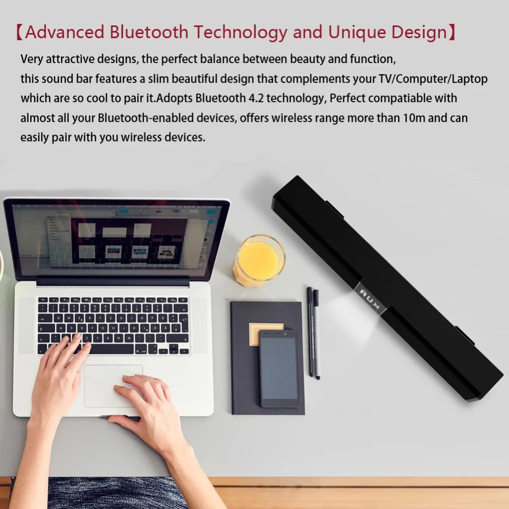 CUJMH Portable Bluetooth Bass Wireless Speaker Soundbar 4400Mah 20W Subwoofer With Remote Control LCD Display Home Theater TV |