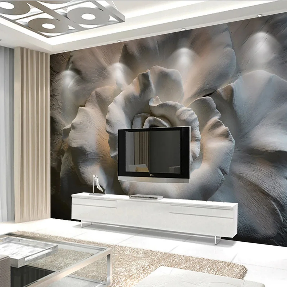 Супер 3D рельефные цветочные обои водонепроницаемый холст ювелирные изделия