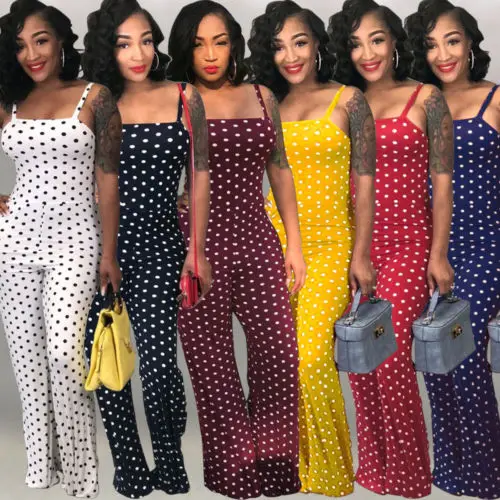 Сексуальный женский комбинезон без рукавов в горошек новинка 2018 Летний Клубная