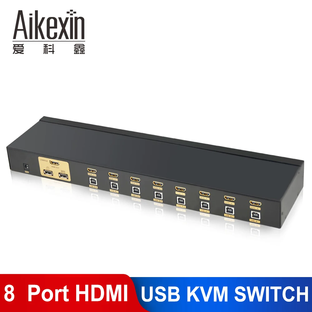 KVM переключатель Aikexin 1080P 8 портов USB HDMI 8x1 с поддержкой клавиатуры и мыши