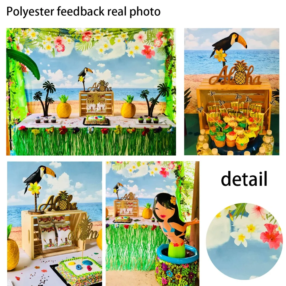 Фотофон Funnytree с изображением пляжа цветов голубого неба облаков летних