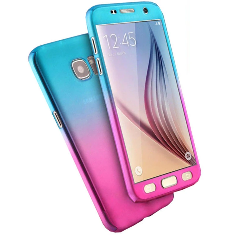 Zeallion для самсунга S5 S6 S7 край S8 плюс J5 J7 A7 обратите внимание, для девочек от 5 до 8 лет 360 градусов полный корпус защитный чехол градиент Цвет жесткий чехол - Цвет: Blue pink