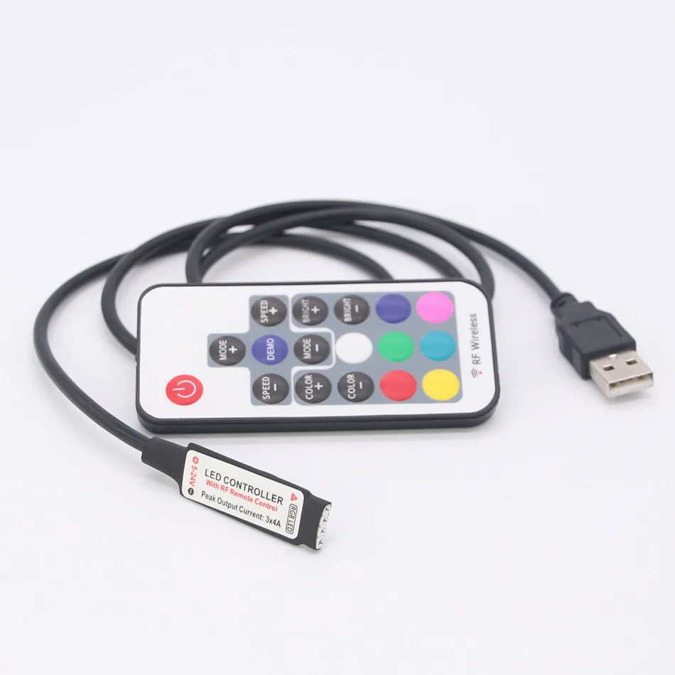 TIANYI DC 5 В USB светодиодный RGB Управление Лер мини 17Key RF Беспроводной удаленного для
