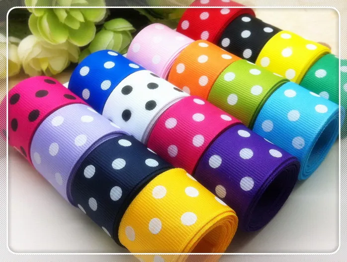 mixed 32 yards "(25 мм) Корсажная лента печатные ленты с точками DIY бант лента для украшения шляп, сумок, одежды аксессуары подарок посылка - Цвет: mixed 32 yards