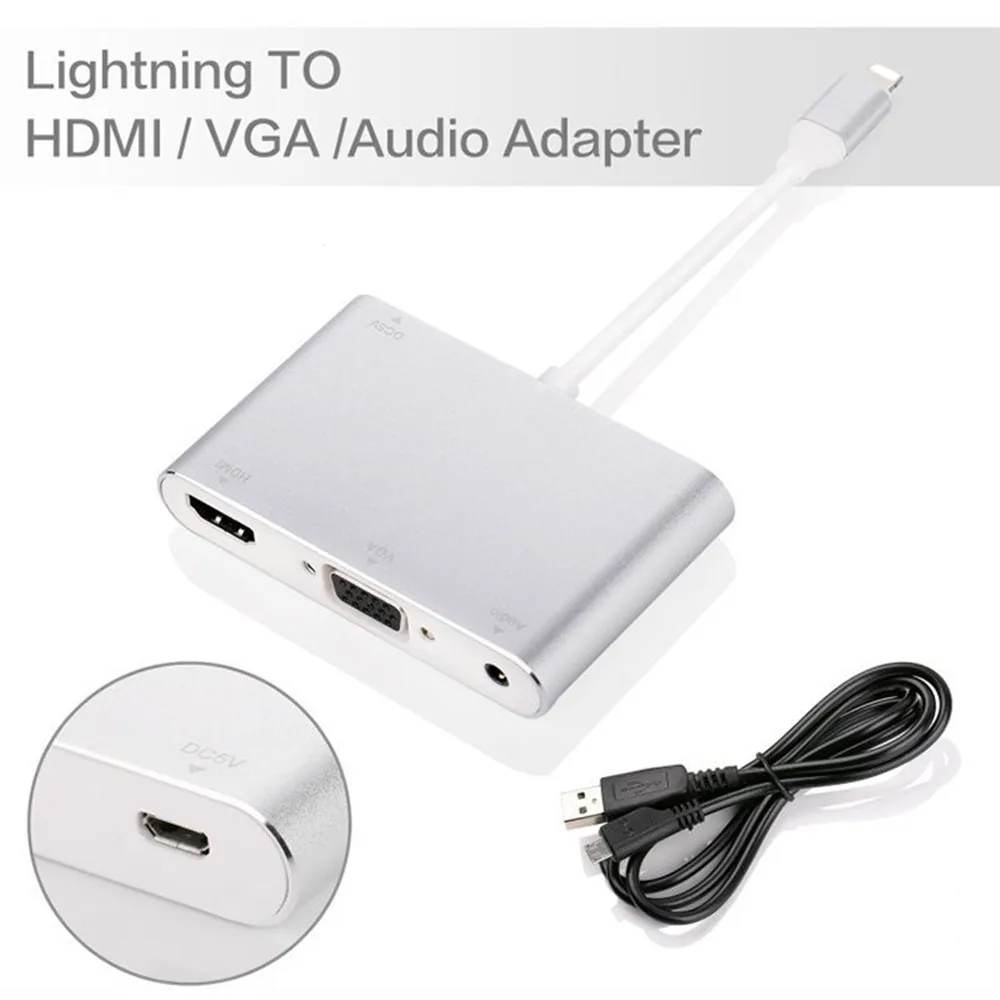HDTV OTG кабель lighting to hdmi vga Аудио адаптер конвертер USB для Iphone 6 6s 7 Plug| |