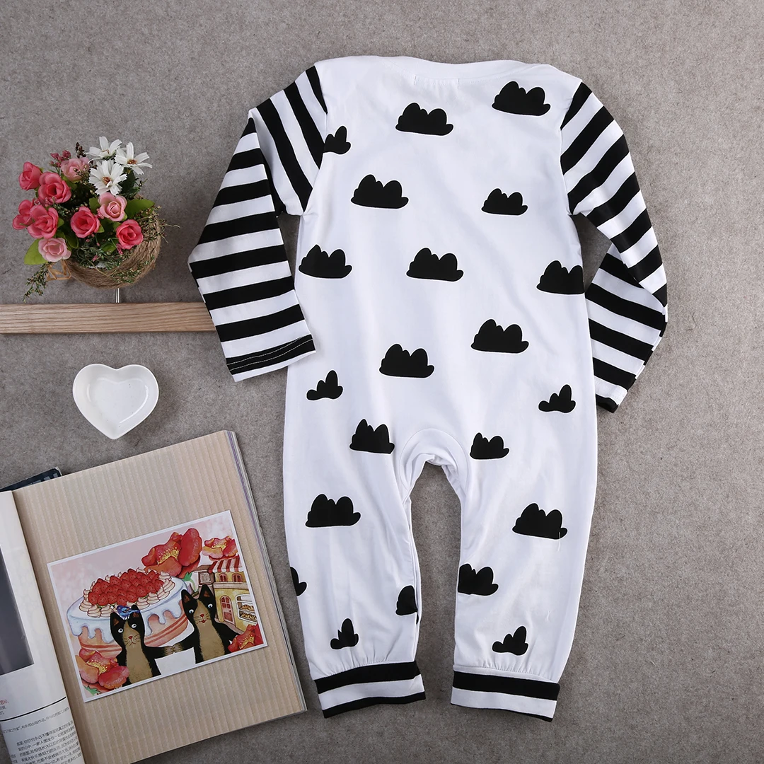 Одежда для новорожденных мальчиков хлопковый комбинезон в полоску с длинными