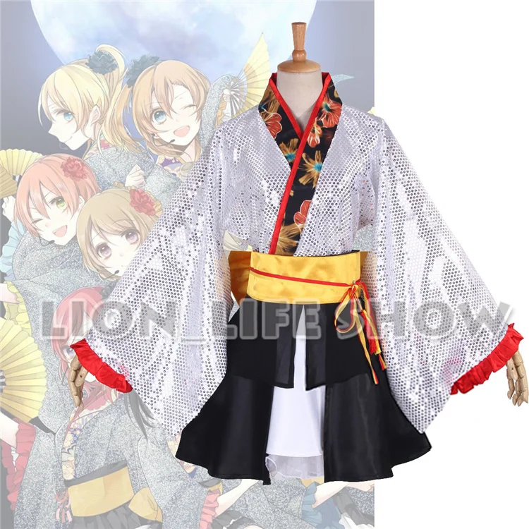Love Live! Кимоно Kaguya No Shiro De Odoritai, 9 ролей, костюм для косплея с фанатом