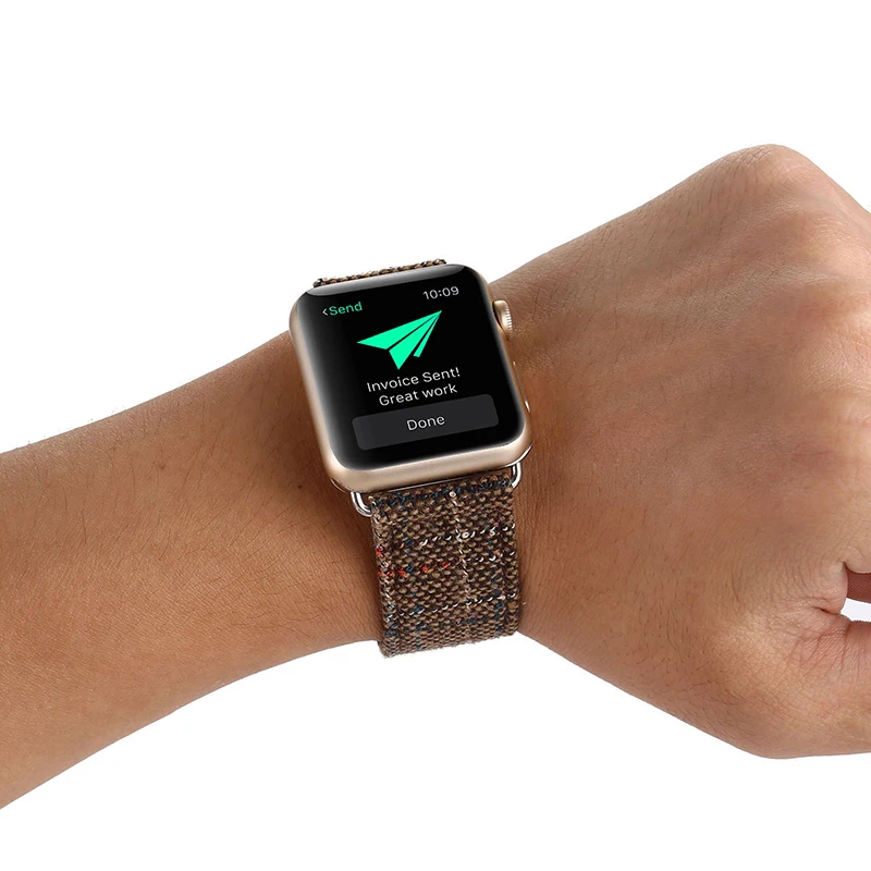 Ремешок для часов из льняной ткани и кожи 38 42 мм Apple Watch 1 2 3 iWatch|Ремешки часов| |