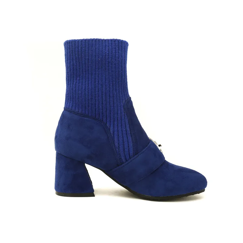 

MORAZORA 2020 plus size 33-46 ankle boots women round toe autumn winter boots square heels fashion shoes Stretch socks boots