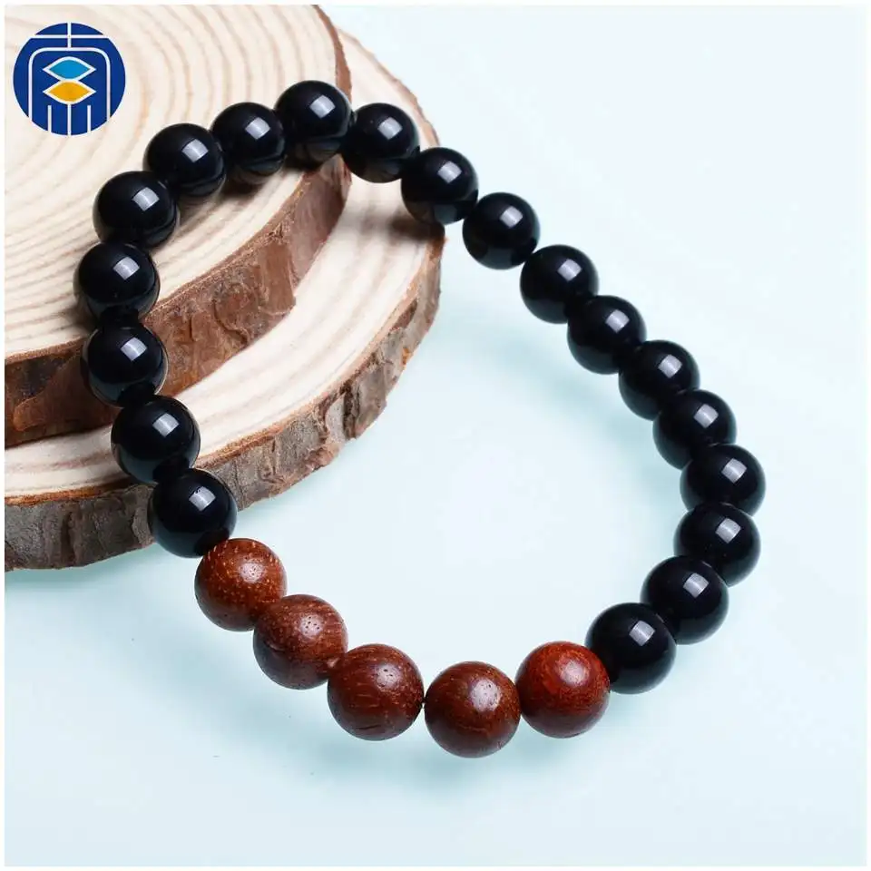 JuleeCrystal Men браслет из деревянных бусин 6mm 8mm Black Matte браслеты с бусинами ручной