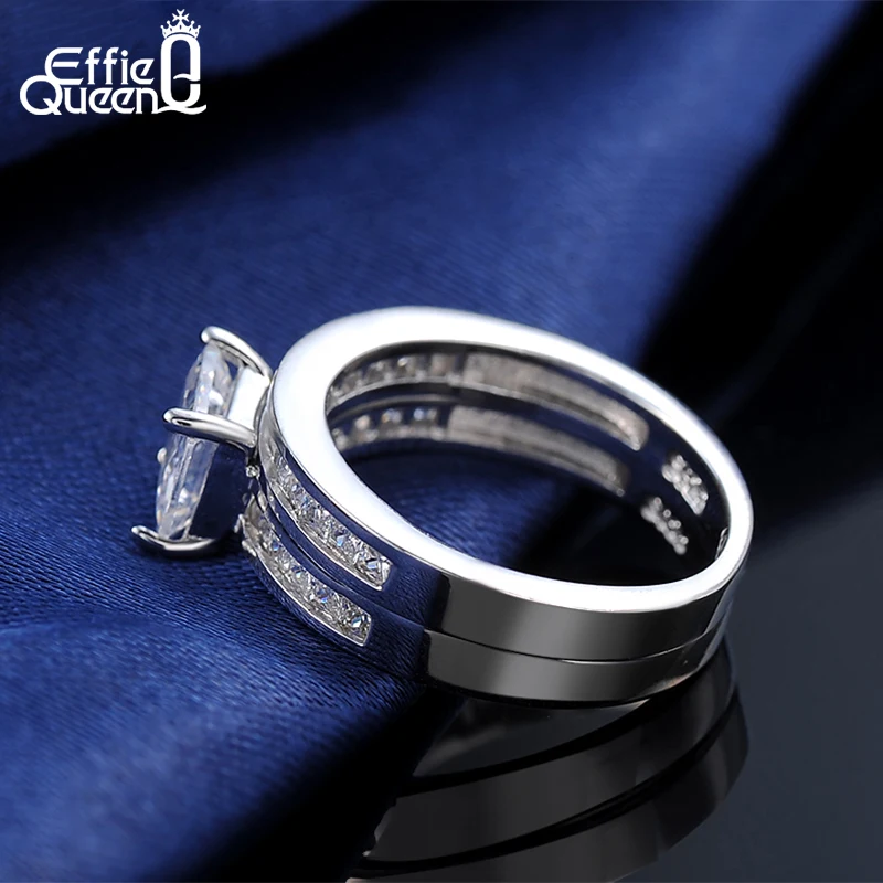 Effie Queen Новое модное женское кольцо с 0.8ct, цирконий женское обручальное кольцо комплект, 2 шт./компл, DR28
