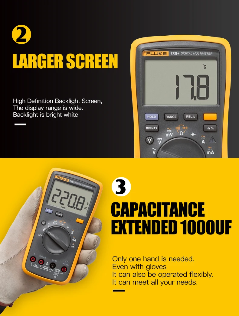Fluke F15B+ цифровой мультиметр высокоточный автоматический портативный мультиметр