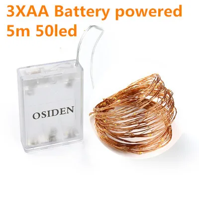 3AA battery 50LED Светодиодный фонарь 2-10 м светодиодный аккумулятор для рождественской гирлянды вечерние, свадебные украшения Рождественские мигающие сказочные огни наружные водонепроницаемые - Испускаемый цвет: 3AA battery 50LED