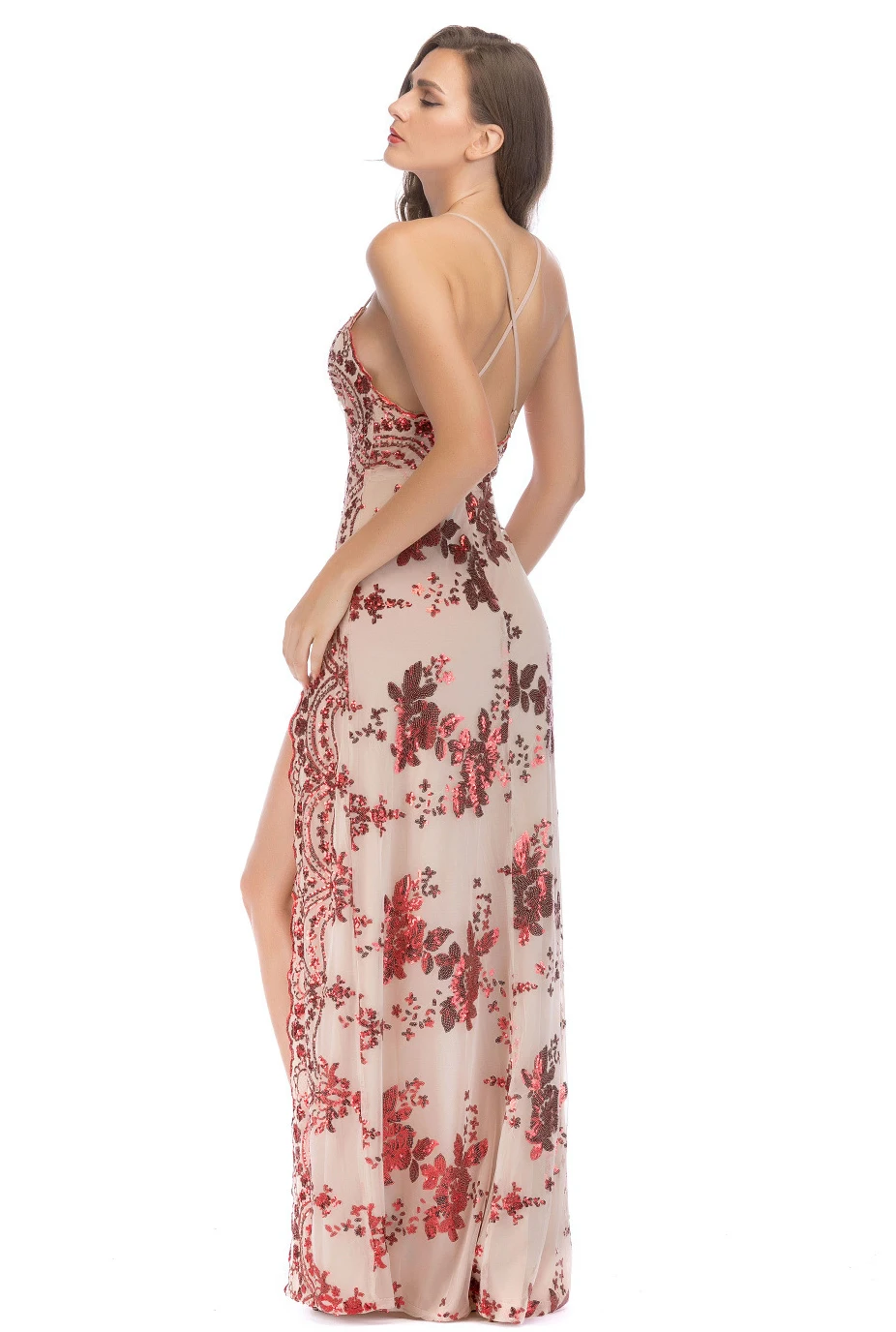 Robe De Soiree YIDINGZS сексапильное вечернее платье с блестками, женские вечерние платья с открытой спиной и перекрестными ремешками