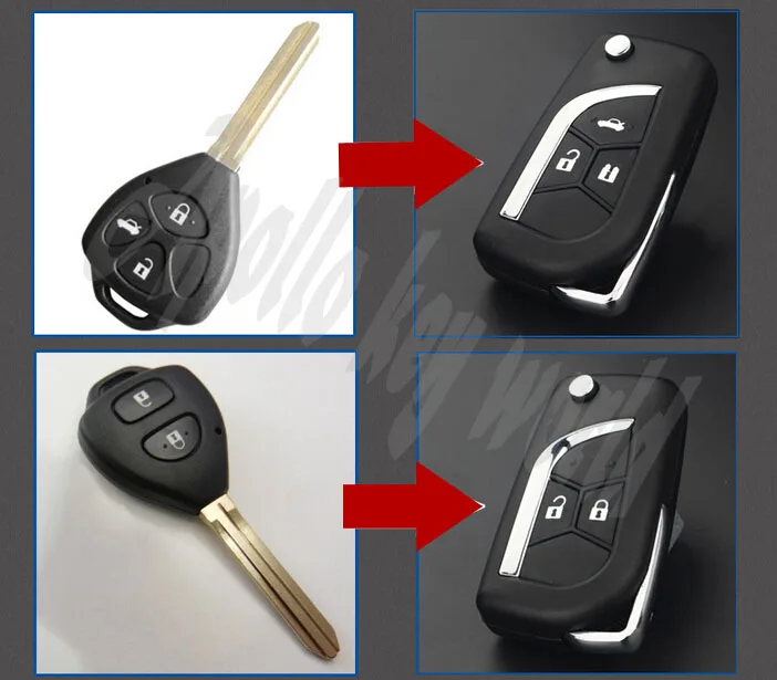 Откидной складной чехол для ключей с 2 кнопками/3 кнопками Toyota Camry Crown Corolla Reiz RAV4