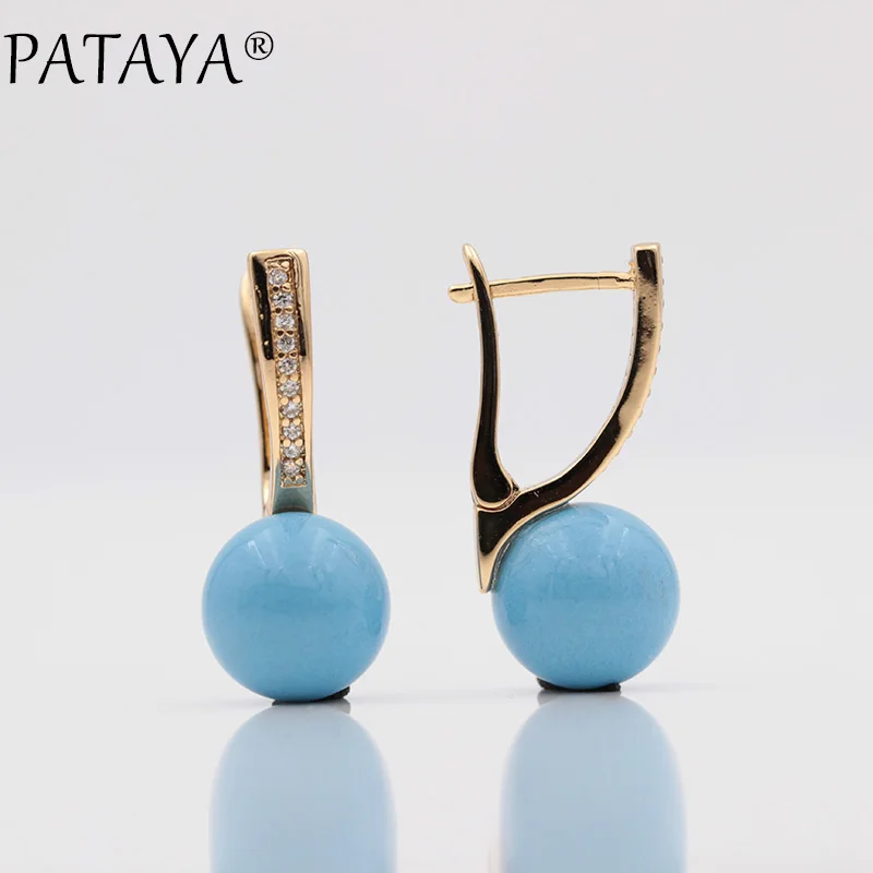 Turkish Blue PATAYA новые турецкие синие жемчужные серьги-капельки с белым натуральным цирконием 585 розовое золото женские свадебные вечерние Роскошные ювелирные изделия с низким вырезом - Окраска металла: Turkish Blue