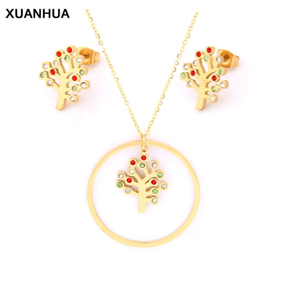 XUANHUA Tree of Life Jewelry Sets Stainless Steel Woman Indian Set Wedding Gifts For Women Fashion Jewellery | Украшения и