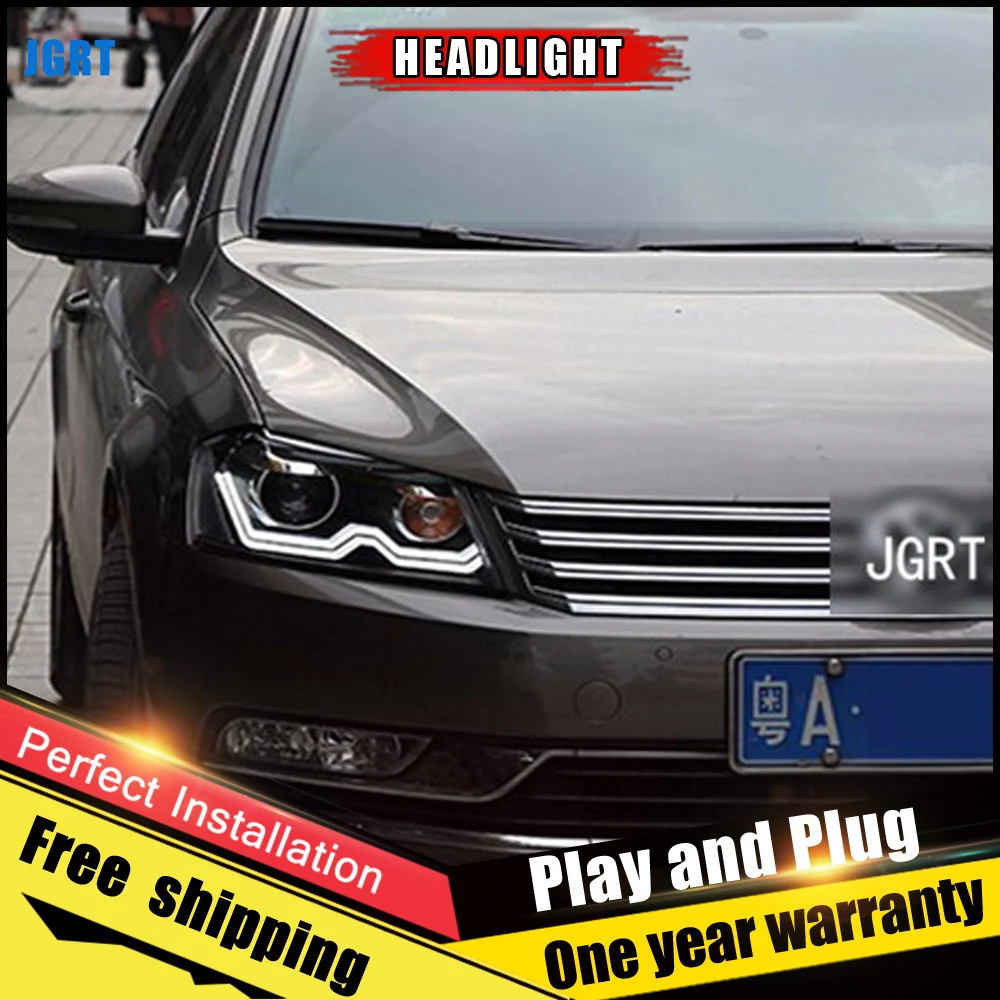 2 шт. светодиодный льные светодиодные фары для VW Passat 2012-2014 ные DRL двухлучевые H7 HID