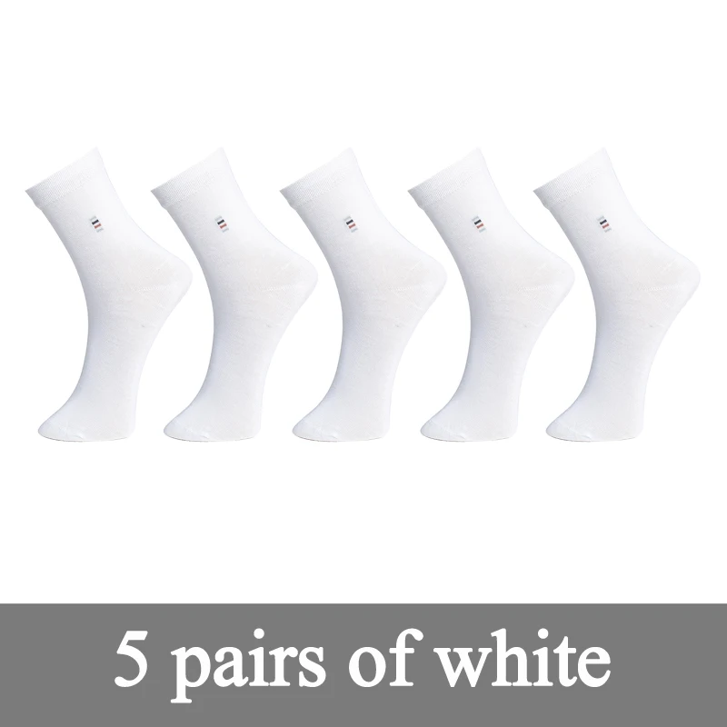 5 pair white Высокое Качество, Модные мужские хлопковые носки, классические маленькие брендовые носки, мужские повседневные Компрессионные носки, calcetines hombre, 5 пара/лот - Цвет: 5 pair white