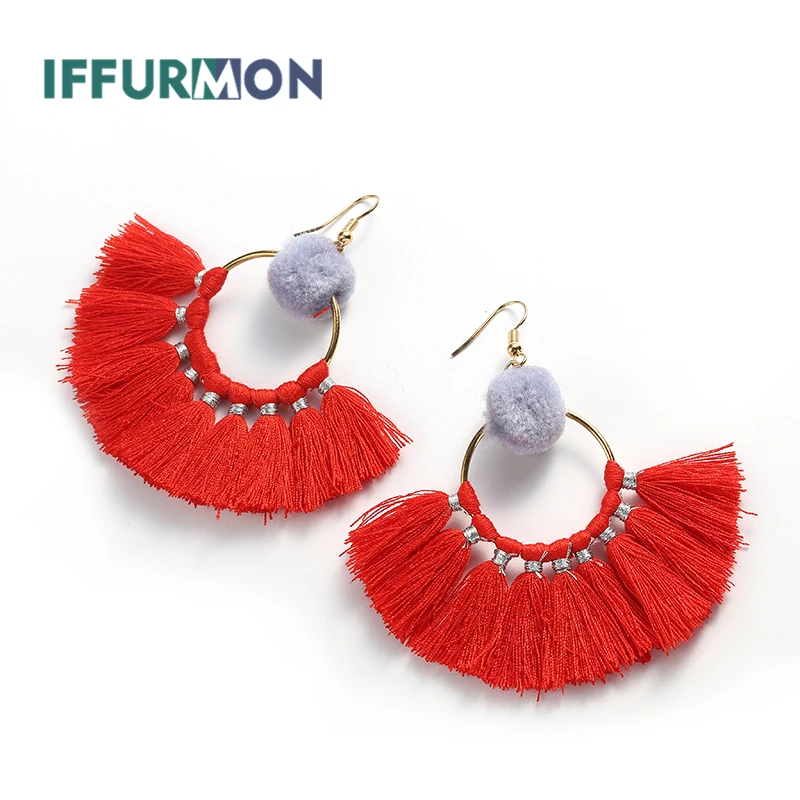IFFURMON серьги Мода богемной кисточкой для Для женщин 3 цвета бахрома вечерние