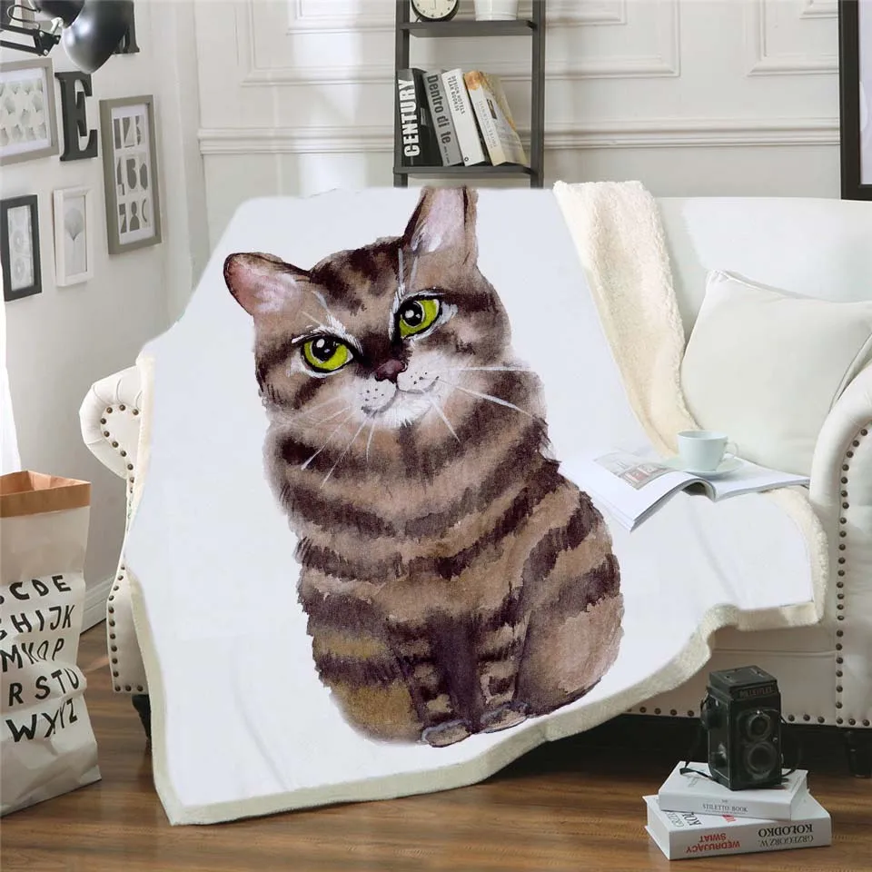 Милая собака кошка Фламинго коллекция шерпа одеяло 3D животное Мопс плюшевое