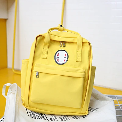 Yellow Простой холщовый рюкзак с рисунком из мультфильма, женские школьные сумки для девочек-подростков, дорожные сумки для книг, дамские модные квадратные рюкзаки - Цвет: Yellow