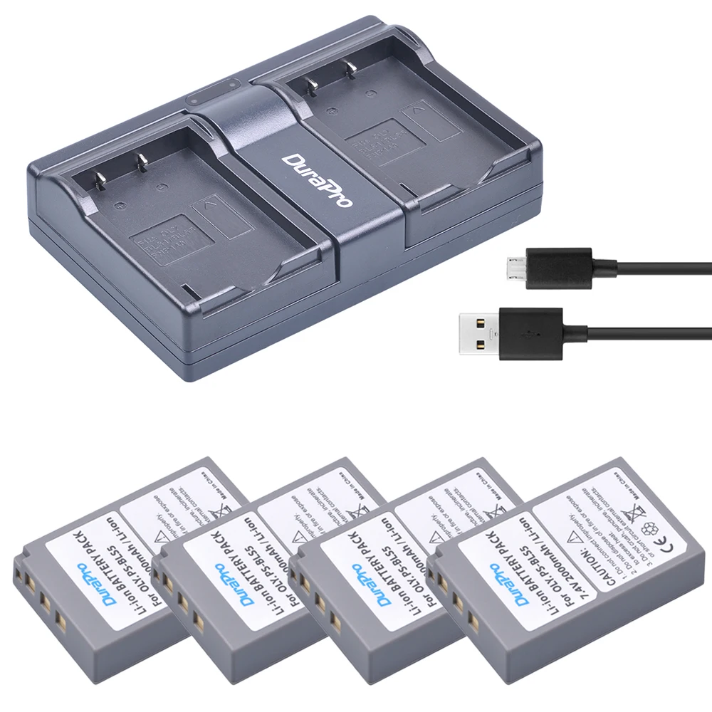 4pc PS BLS-5 BLS5 PS-BLS5 Li-ion Battery + Dual USB Charger For OLYMPUS E450 E600 E620 EP1 EP2 EP3 EPL1 EPL2 EPL3 EPM2 EPL5 EPL6