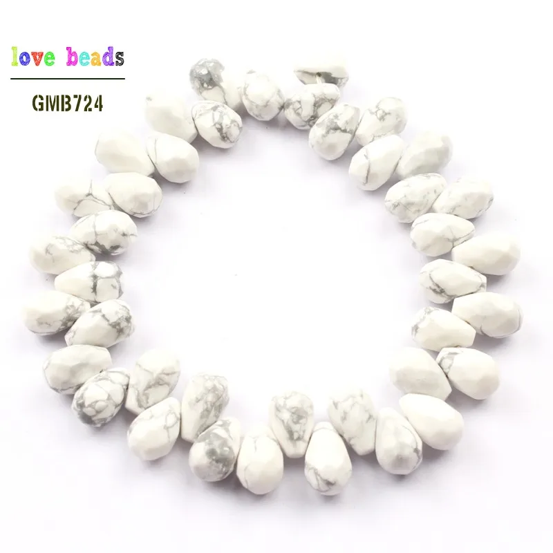 howlite Натуральный граненый камень Бусины Синий Песок индийские Агаты Howlite прозрачный кварц капли воды бусины 8*12 мм DIY браслет 40 шт Бусины - Цвет: howlite
